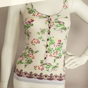 SOLD --Free People- White Floral Racerback Tank Top Large